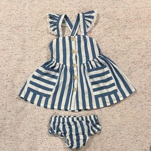 Jessica Simpson Blue and White Striped Kids Dress